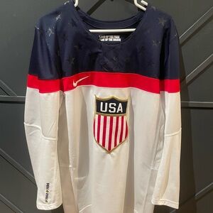 Team USA Hockey Long Sleeve Nike Jersey- Red, White, and Blue